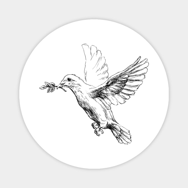 White Dove Illustration Magnet by rachelsfinelines